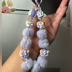 Purple Fluffy Pom Pom Phone/Key/Bag Chain